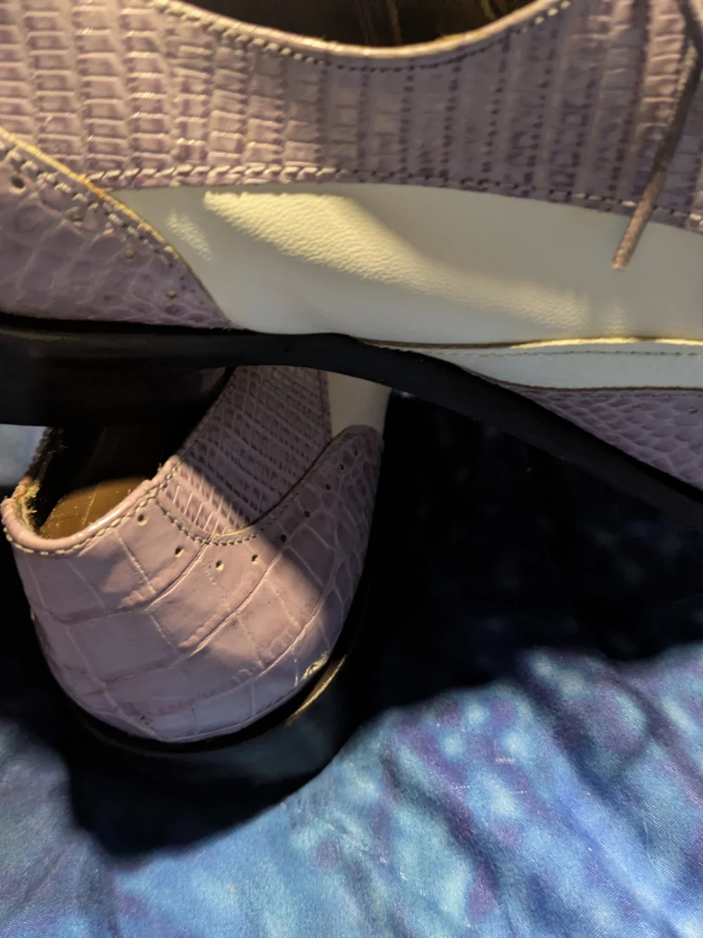 Stacy Adams Lavender Two-Tone Croc-Embossed Leather Oxfords | Jazz Age Zoot Suit